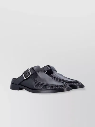 Miista Gianna Lace-up Leather Mule Buckle Detail In Blue