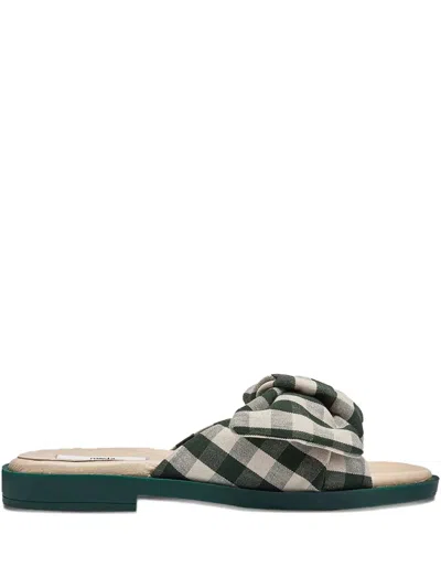 Miista Gingham Bow Sandals In Multi