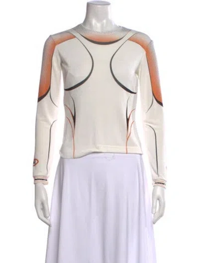 Pre-owned Miista Graphic Print Crew Neck Top In White