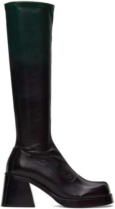 Miista Green & Black Hedy Boots In Green Degrade