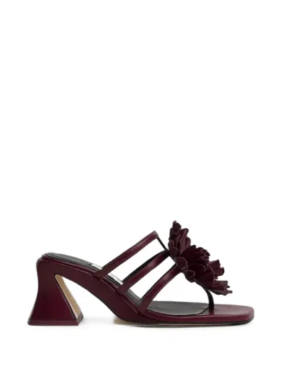 Miista Hara Floral-applique Caged Sandals In Burgundy