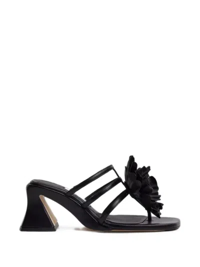 Miista Hara Floral-applique Multi-strap Sandals In Black