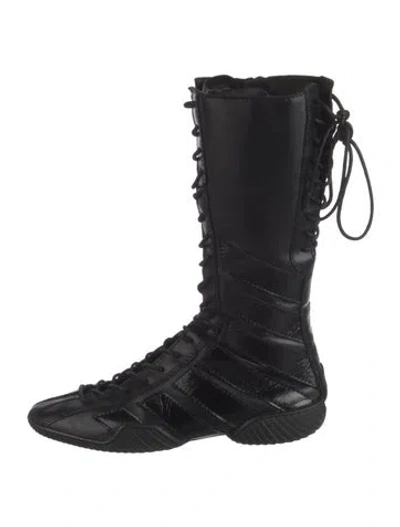 Pre-owned Miista Imogen Leather Lace-up Boots In Black