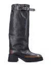 Miista Tall Boot Buckle Chunky Heel In Black