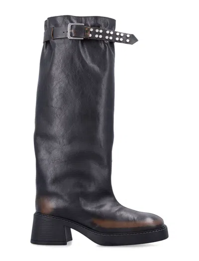 Miista Kristel Tall Boot Buckle In Brown