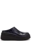 Miista Kristi Crocodile-effect Leather Mules In Navy