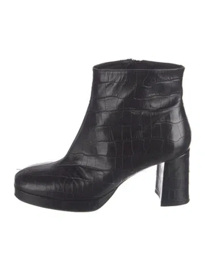 Pre-owned Miista Leather Animal Print Boots In Black