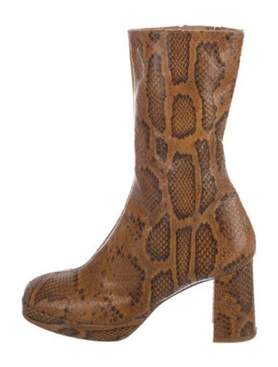Pre-owned Miista Leather Animal Print Boots In Neutral