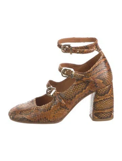 Pre-owned Miista Leather Animal Print Pumps In Brown