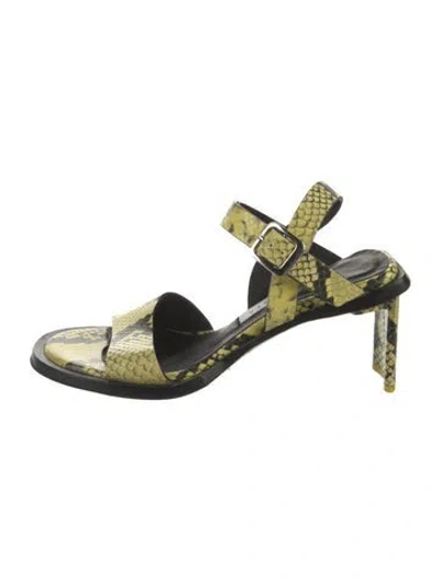 Pre-owned Miista Leather Animal Print Sandals In Yellow