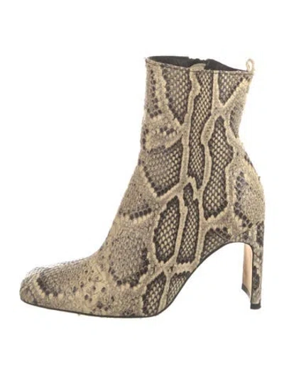 Pre-owned Miista Leather Animal Print Sock Boots In Neutral
