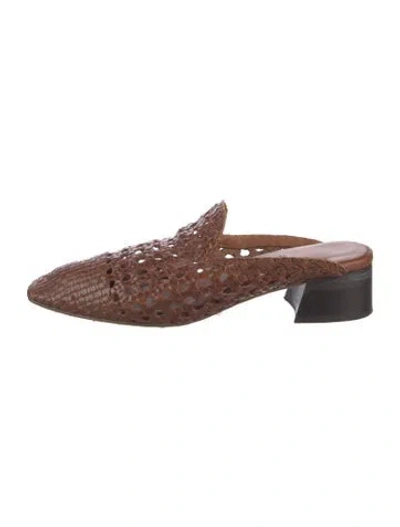 Pre-owned Miista Leather Braided Accents Mules In Brown