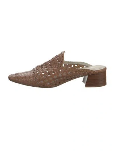 Pre-owned Miista Leather Braided Accents Mules In Brown