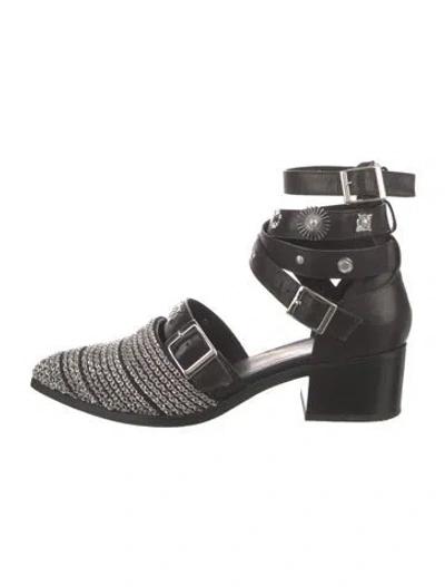 Pre-owned Miista Leather Chain-link Accents Boots In Black