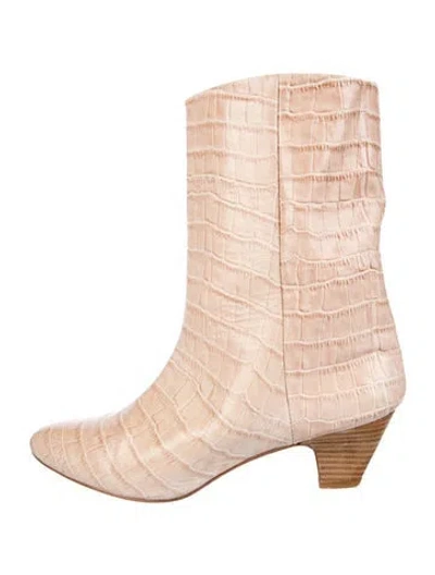 Pre-owned Miista Leather Colorblock Pattern Western Boots In Neutral