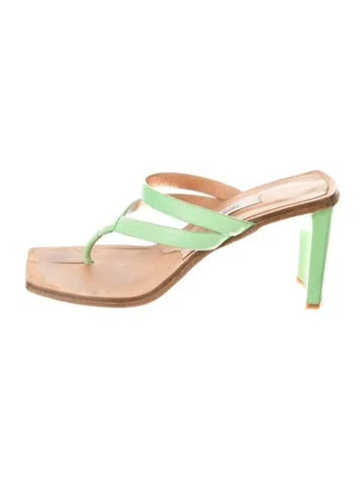 Pre-owned Miista Leather Flip Flops In Green
