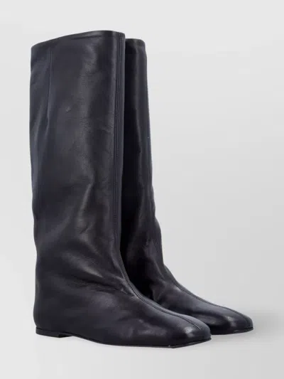 Miista Leather Knee-high Square Toe Boots In Black