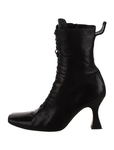 Pre-owned Miista Leather Lace-up Boots In Black