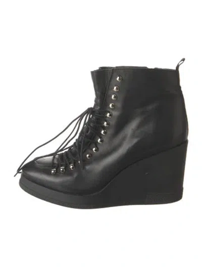 Pre-owned Miista Leather Lace-up Boots In Black