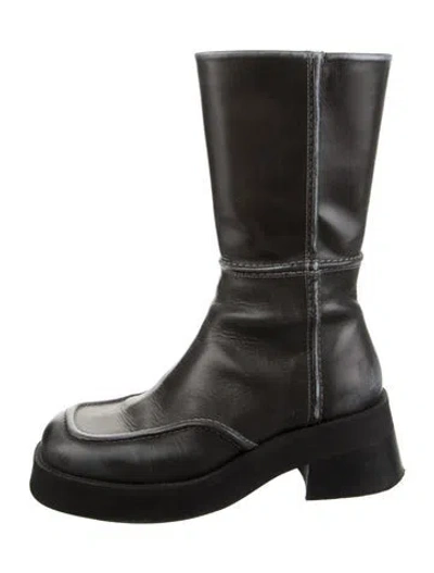 Pre-owned Miista Leather Moto Boots In Black