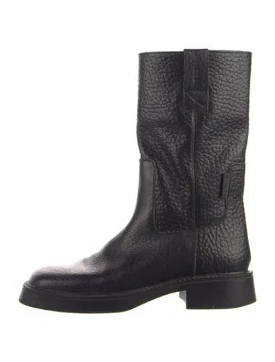 Pre-owned Miista Leather Moto Boots In Black