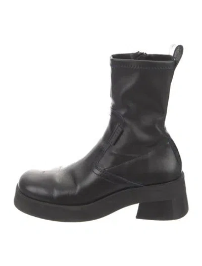 Pre-owned Miista Leather Moto Boots In Black