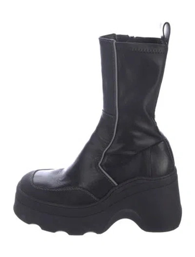Pre-owned Miista Leather Moto Boots In Black