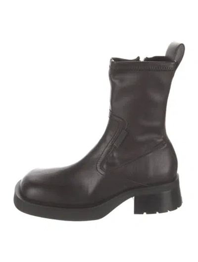 Pre-owned Miista Leather Moto Boots In Grey