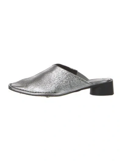Pre-owned Miista Leather Mules In Silver