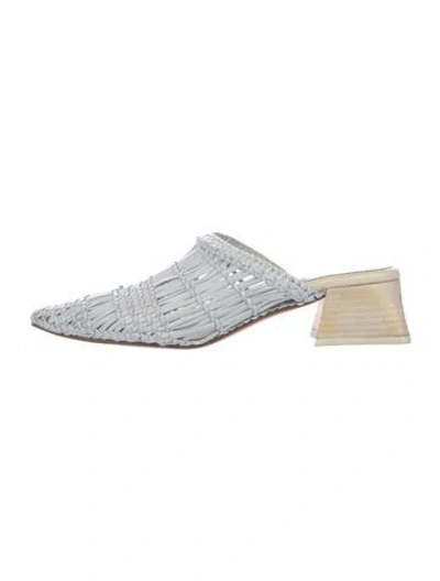 Pre-owned Miista Leather Patterned Mules In White
