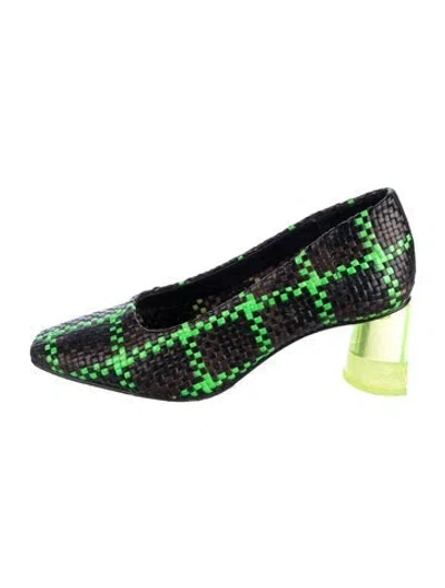 Pre-owned Miista Leather Patterned Pumps In Green