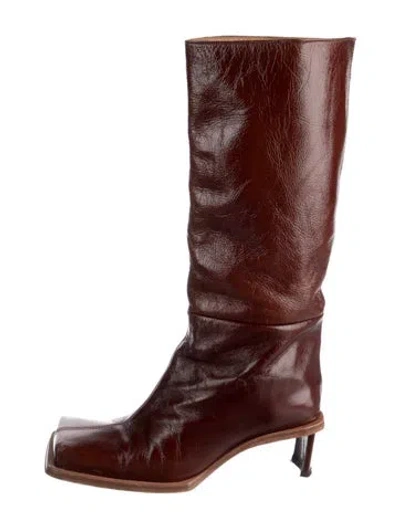 Pre-owned Miista Leather Riding Boots In Brown