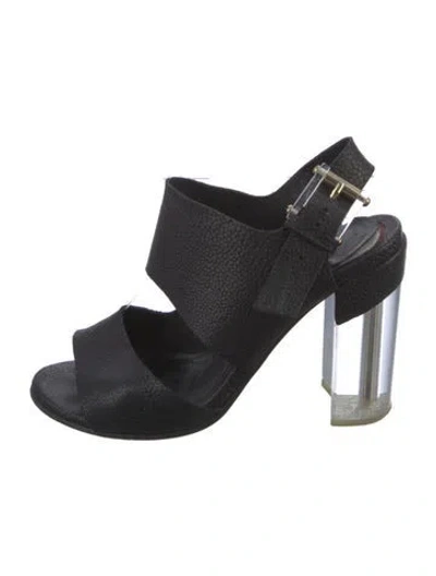 Pre-owned Miista Leather Slingback Sandals In Black
