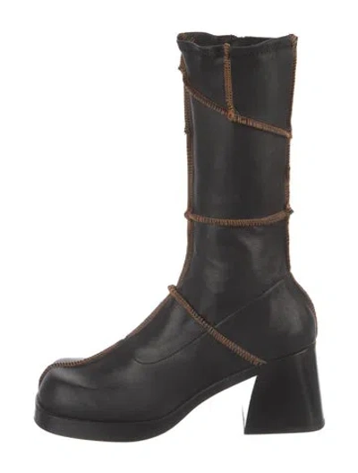 Pre-owned Miista Leather Sock Boots In Black