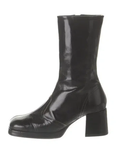 Pre-owned Miista Leather Sock Boots In Black
