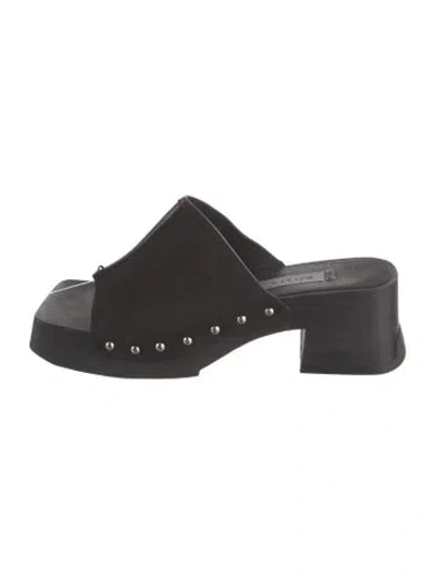Pre-owned Miista Leather Studded Accents Slides In Black