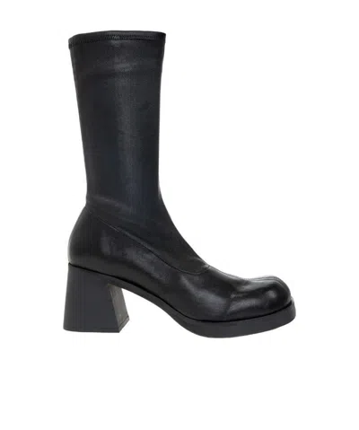 Miista Leather Thick-heeled Boots In Black