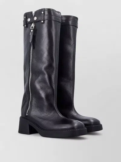 Miista Izolda Gradient-finish Leather Mid-calf Boots In Black