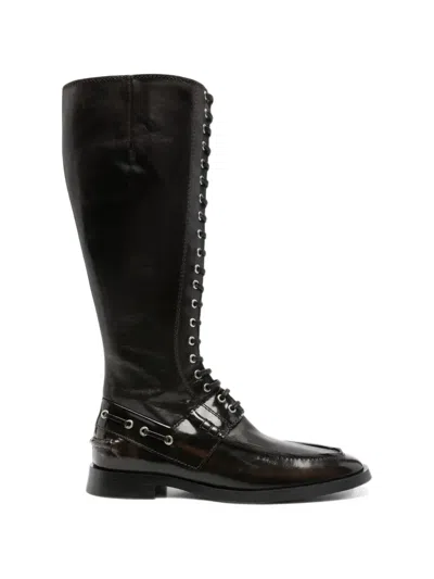 Miista Liesbeth Lace-up Leather Boots In Black
