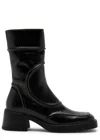 Miista Square Toe Splicing Design Short Boots In Black
