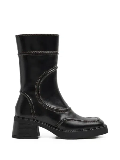 Miista Malene Panelled Leather Boots In Black