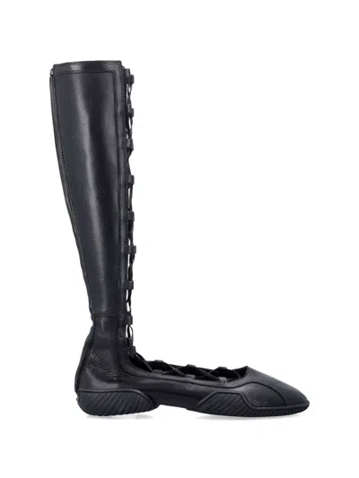 Miista Mathilda Lace Up Gladiator Ballerina Boots In Black