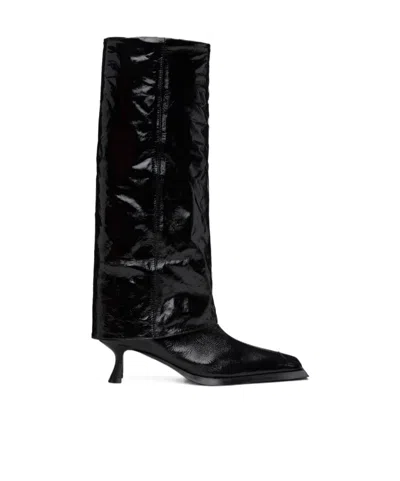 Miista Morgan Fold Over High Boots In Black