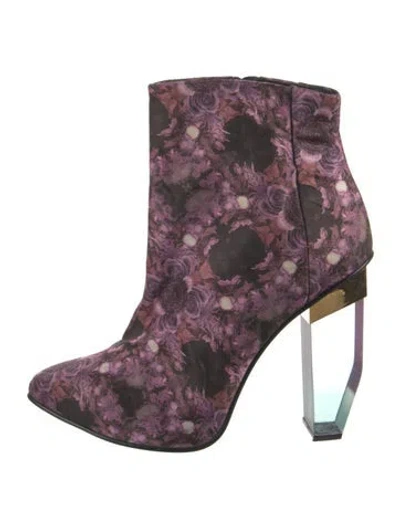 Pre-owned Miista Nylon Floral Print Boots In Black