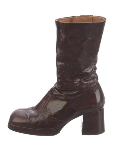 Pre-owned Miista Patent Leather Boots In Burgundy