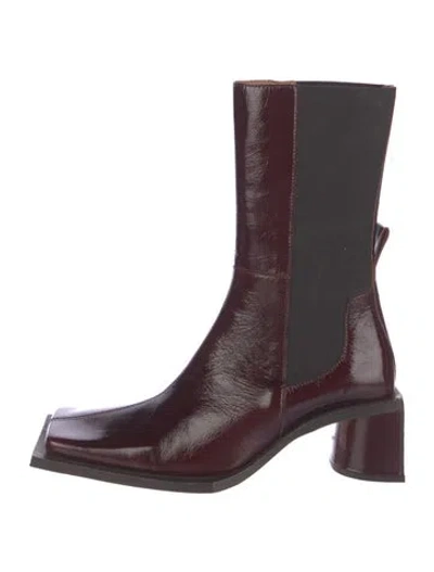 Pre-owned Miista Patent Leather Chelsea Boots In Burgundy