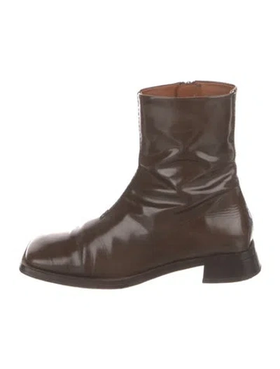 Pre-owned Miista Patent Leather Combat Boots In Brown