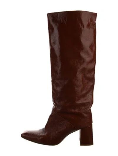 Pre-owned Miista Patent Leather Riding Boots In Brown