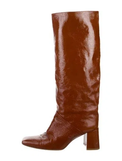 Pre-owned Miista Patent Leather Riding Boots In Orange