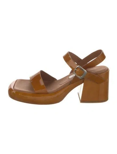 Pre-owned Miista Patent Leather Sandals In Brown